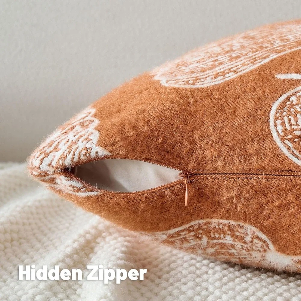 FUTEI Set of 2 Pumpkin Throw Pillow Covers 20x20 New - Picture 3 of 7